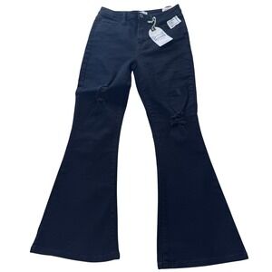 California Vintage Black Distressed High Rise Flare Jeans Size 28/30 NWT READ